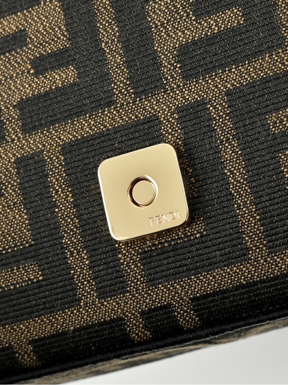 Fendi Brown & Black Zucca Crossbody Baguette with Gold Hardware - Picture 5 of 11